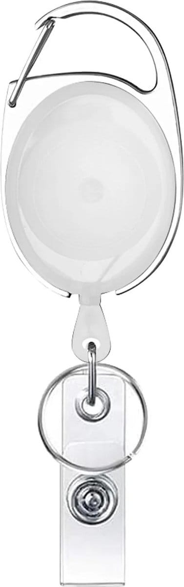*** Wit Badgehouder met Clip - Trekkoord Werkpas - Skipas - van Heble® ***