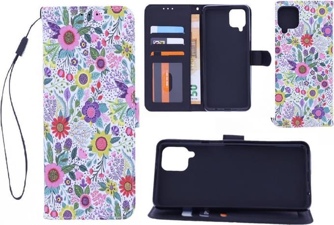 Bookcase Geschikt voor: Samsung Galaxy A42 hoesje met print - Flowers
