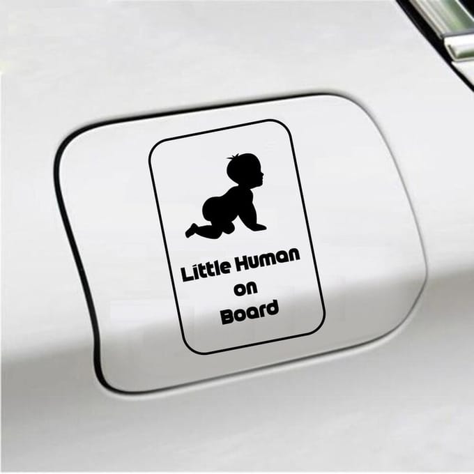 Bumpersticker - Little Human On Board - 15 X 10 - Zwart