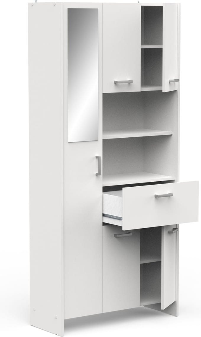 Badkamerkast Coralie | 83,4 X 32,8 X 184,9 Cm | Wit - CBA - Badkamer Kolomkast - Wit - MDF