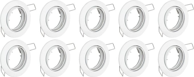 Spot Armatuur 10 Pack - GU10 Inbouwspot - Rond - Wit - Aluminium - Kantelbaar Ø82mm