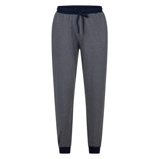 Phil & Co Heren Winter Pyjama Set Lang Donkerblauw/Grijs Gestreept - Maat L