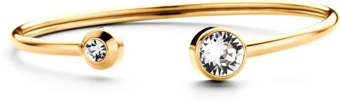 CO88 Collection Sparkle 8CB-90332 Stalen Flex Bangle - Kristal Stenen 4 en 8 mm - Grootte 58x49 mm - Goudkleurig