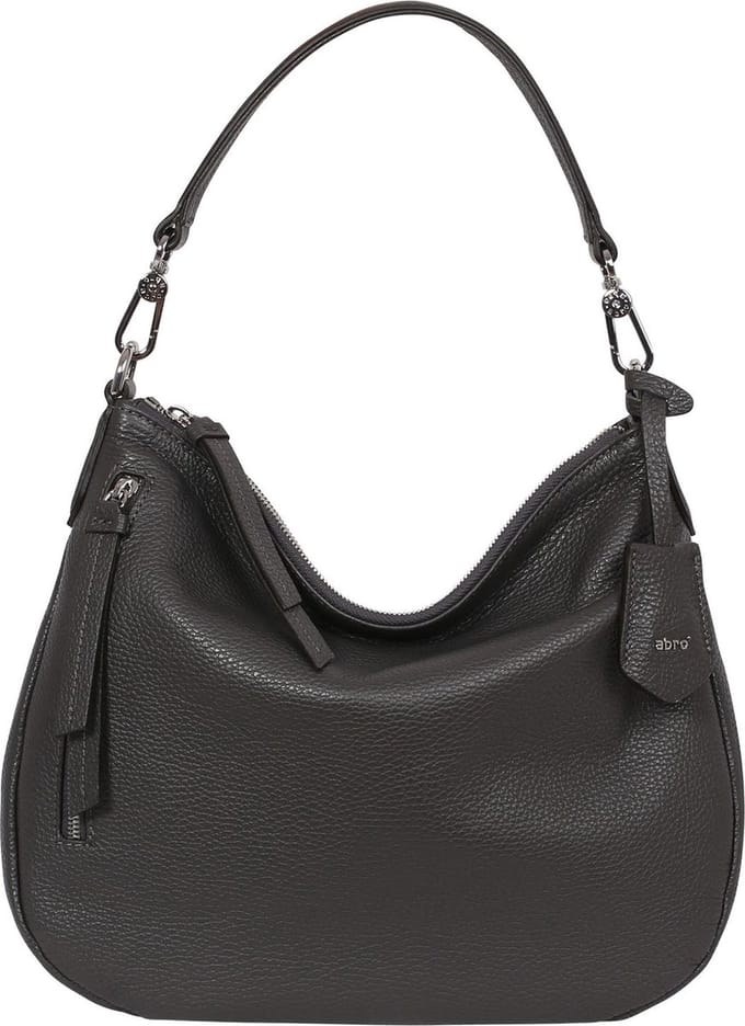 abro Leren Schoudertas Leather Adria Hobo Juna Dark Grey Donkergrijs