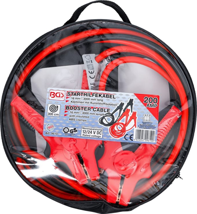 BGS Starthulpkabel - 200A / 16 mm² - 3 m – Voor Benzineauto’s