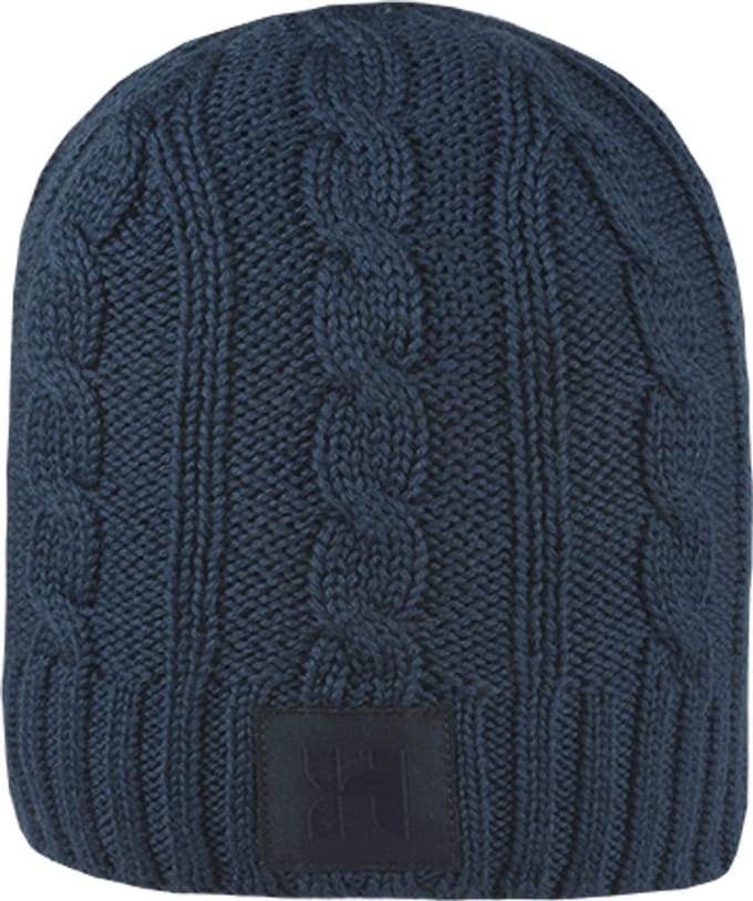 Dion - Gebreide muts met sierlijk patroon - Marine blauw