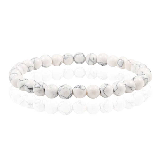 6mm Memphis Natuursteen Armband - White Howlite