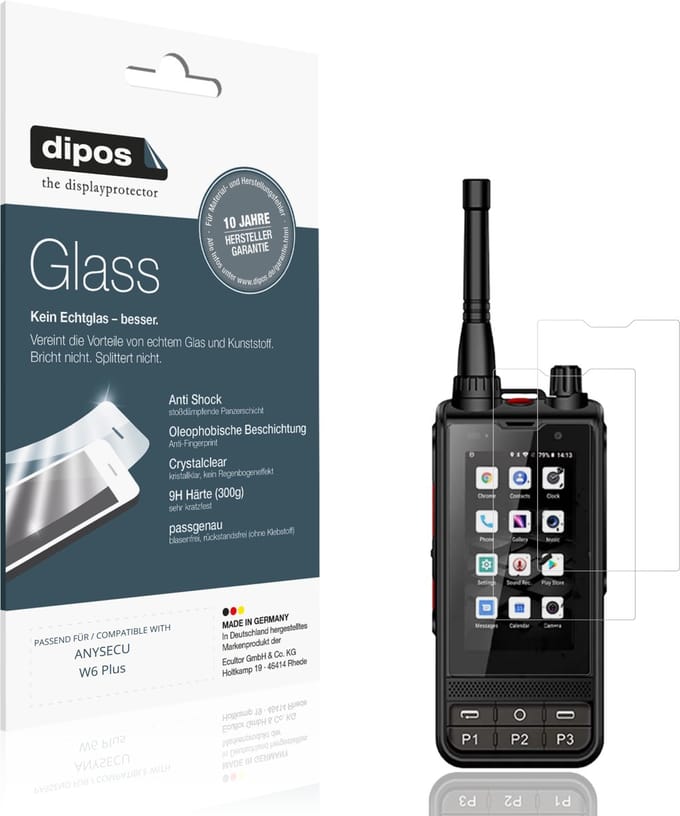 dipos – 2x Pantserfolie geschikt voor ANYSECU W6 Plus | 9H Screenprotector