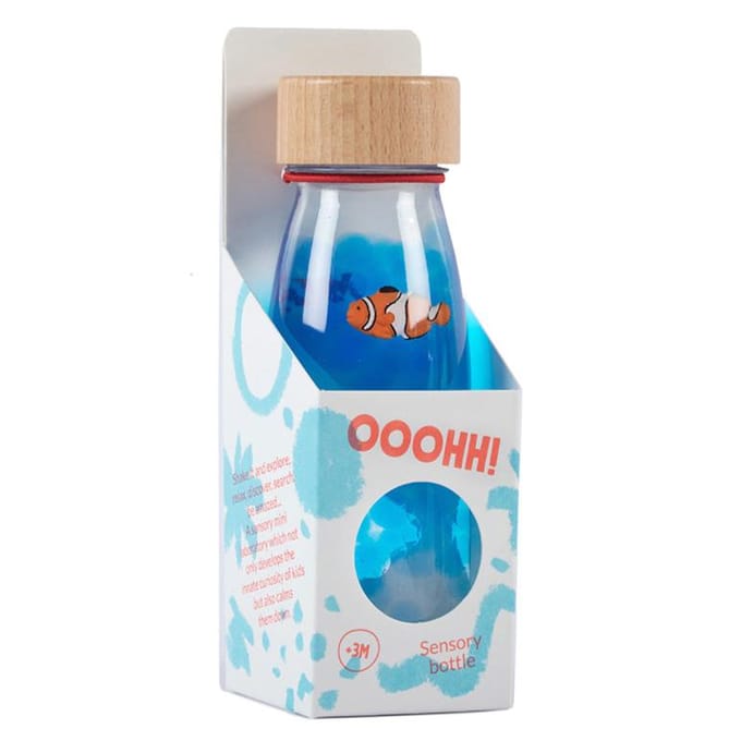 Petit Boum - Babyspeelgoed sensorische fles met geluid - Blauw