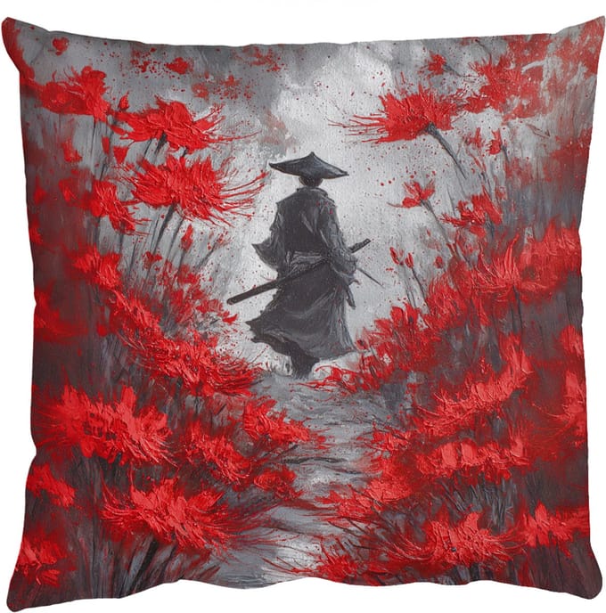 Sierkussens - Kussentjes Woonkamer - 45x45 cm - Rode bloemen - mistig - Man