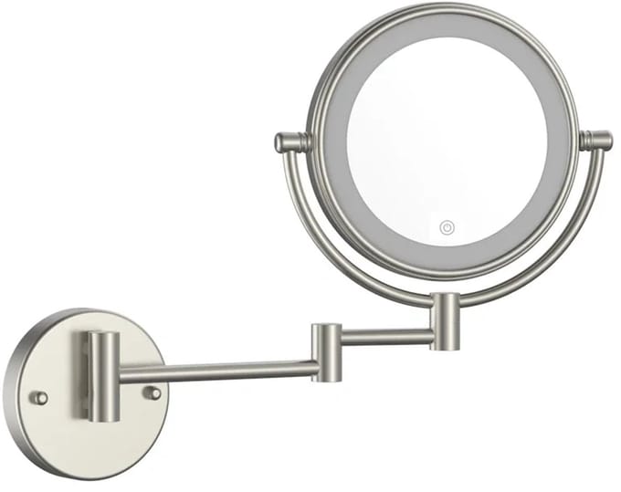 DutchLine - Make-Up LED Spiegel, 5x zoom – Geborsteld staal