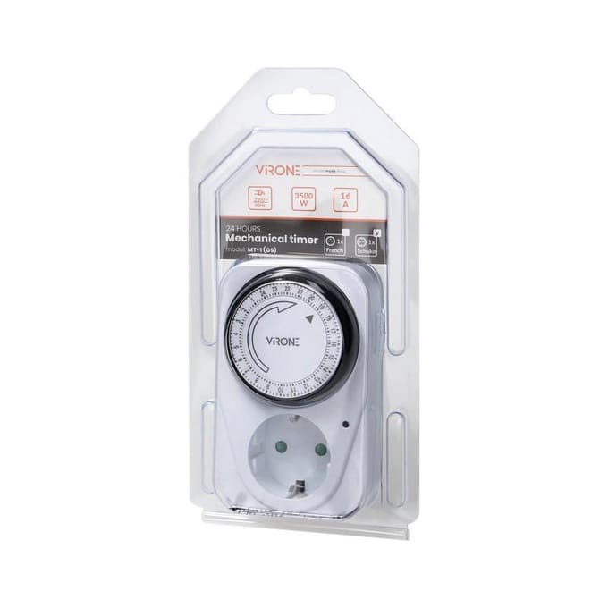 Virone MT-1 (GS) Mechanische Timer, Stopcontact 3500w, 15 Min Intervaltimer