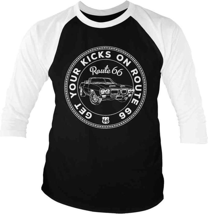 Route 66 Raglan top -XL- Get Your Kicks On Route 66 Zwart/Wit