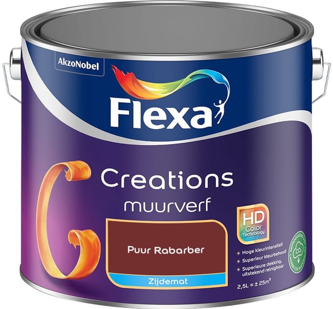 Flexa - Creations Muurverf Zijdemat - Puur Rabarber - Mengverf - 2,5 L
