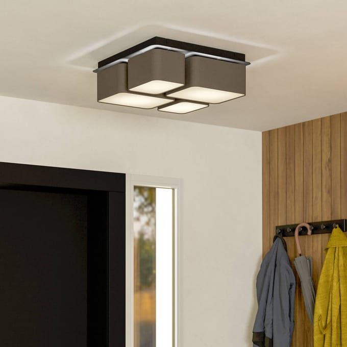 EGLO Mordazo Plafondlamp - E27 - 51 cm - Zwart|Antraciet|Bruin|Wit
