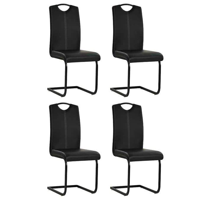 vidaXL - Eetkamerstoelen - 4 - st - kunstleer - zwart