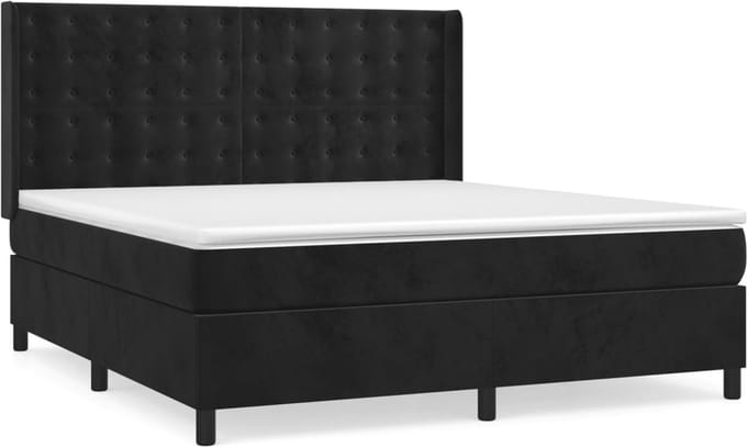 vidaXL - Boxspring - met - matras - fluweel - zwart - 160x200 - cm
