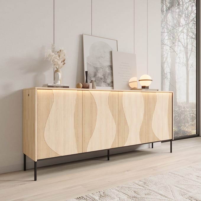 Meubella - Fontello - Dressoir - Eikenpatroon - 193x40x85 cm