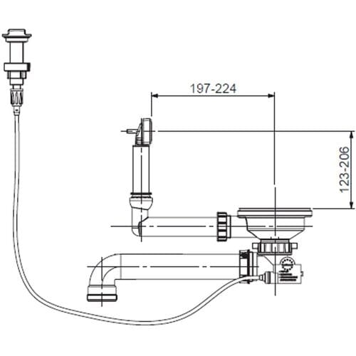 Systemceram drain set with eccentric actuation for Genea, Kara, Mera and Siro 00863