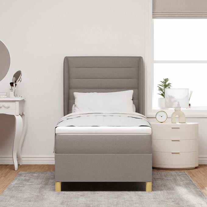 vidaXL - Boxspring - bed - met - hoofdeinde - Taupe - 200 - x - 100 - cm - Stof