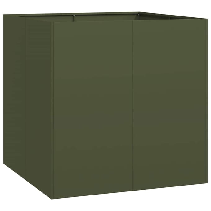 vidaXL - Plantenbak - 80x80x80 - cm - staal - olijfgroen