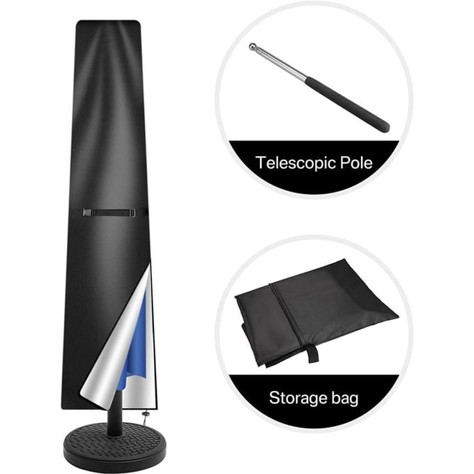 Rechte Parasolhoes Waterdichte Parasol Beschermhoes met Telescopische Stang Rits UV-Anti Winddicht Tuinparasolhoes 190cm zwart