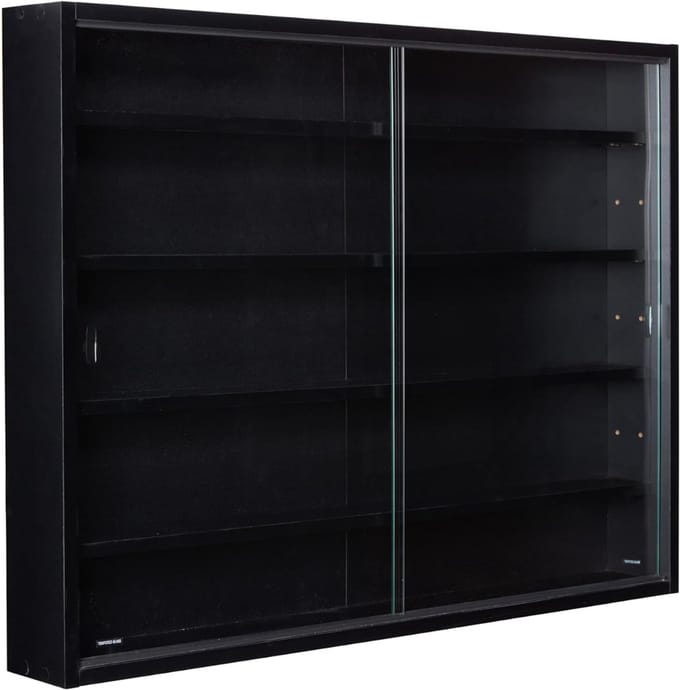 AMA® Vitrinekast met Glas - Vitrinekast Hangend - Vitrinekast - Zwart - 10x80x60cm