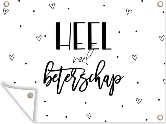 Tuin decoratie Beterschap - Quotes - Hartje - Zwart wit - 40x30 cm - Tuindoek