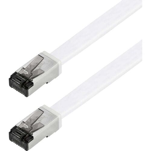 Maxtrack TI56-10L RJ45 Netwerkkabel, patchkabel CAT 8.1 U/FTP 10 m Wit Plat 1 stuk(s)