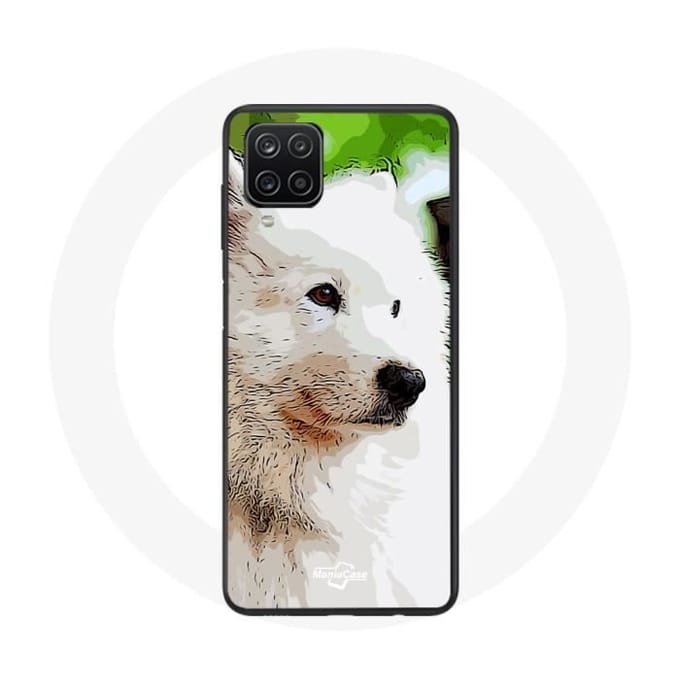 Samsung Galaxy A12 Hoesje Witte Samojeed Hond wit