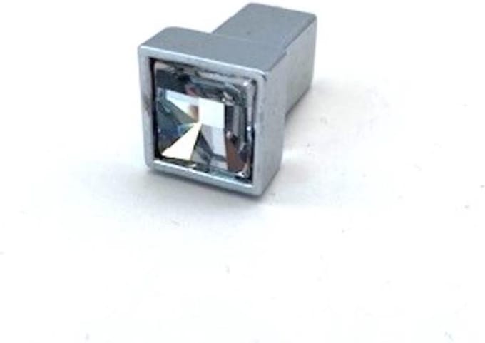 Knop vierkant glanzend chroom ingelegd met echte Swarovski kristal 13mm