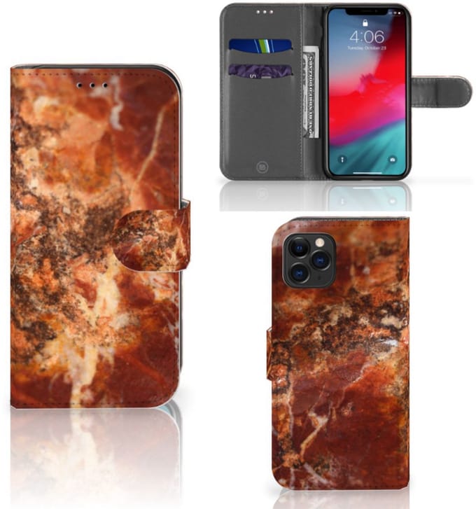 Apple iPhone 11 Pro Bookcase Marmer Bruin