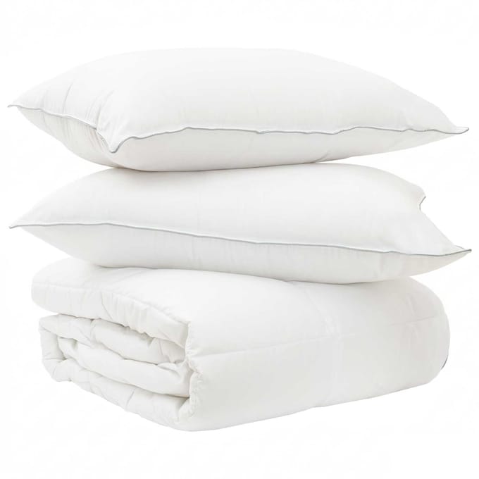 vidaXL - Deken - Set - met - kussen - Wit - 200 - x - 220 - cm - Polyester, - Bamboe