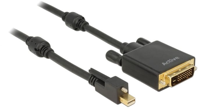 Delock 85637 DisplayPort-kabel DVI / Mini-displayport Aansluitkabel Mini DisplayPort-stekker, DVI-D 24+1-polige stekker 5 m Zwart 4K UHD, Vergulde