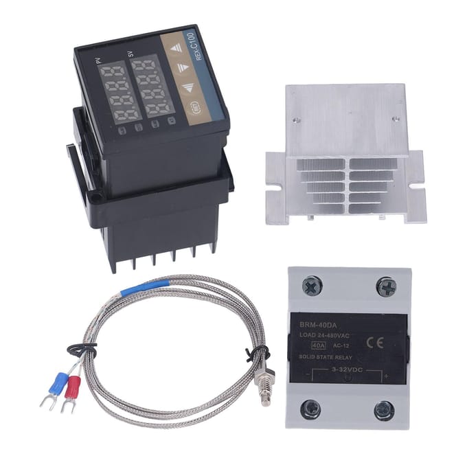 Digitale PID Thermostaat Snelle Nauwkeurige Kachel Temperatuurregelaar met SSR K Thermokoppel Wit gray