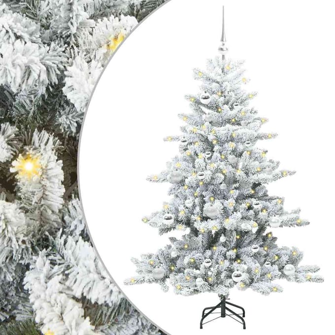 vidaXL - Kunstmatige - Hinged - Kerstboom - Wit - 150 - cm - PVC - en - Staal