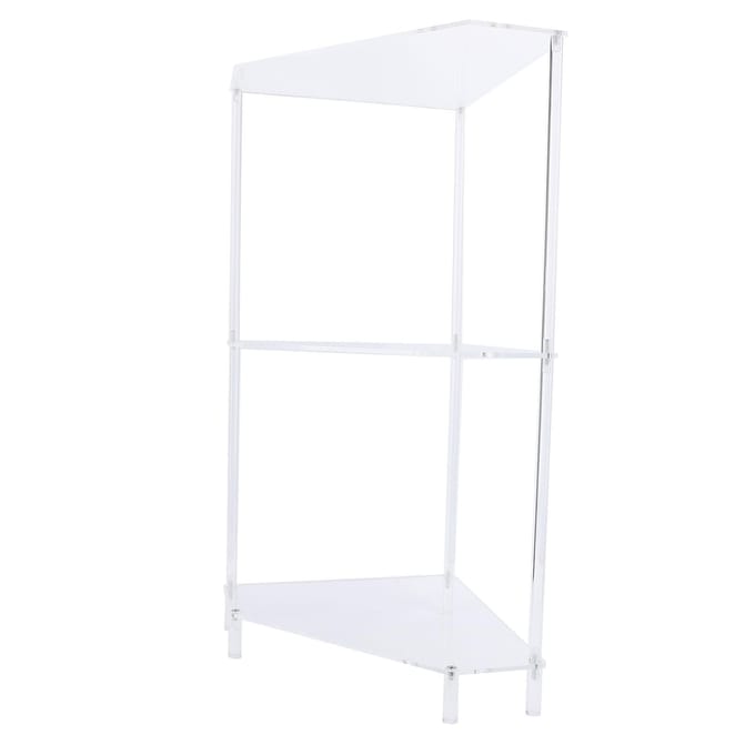 3-laags driehoekig acryl hoek bijzettafeltje klein hoek bijzettafeltje badkamer organizer water white