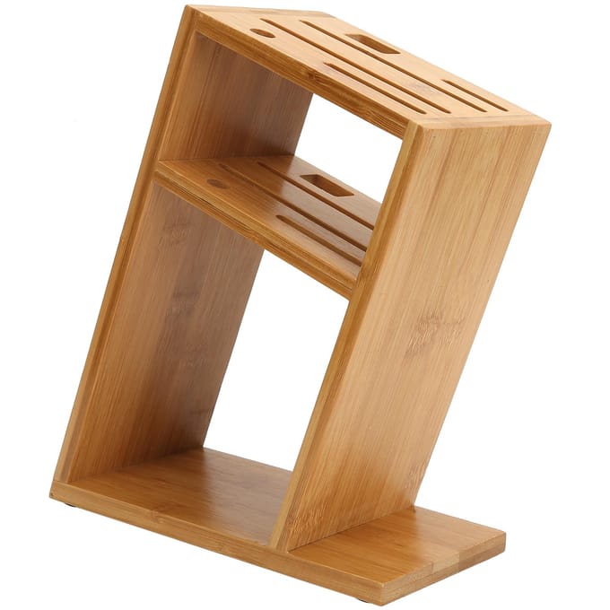 Bamboe Messenhouder Schuin Keukenmessenhouder Multifunctioneel Bamboe Rek Holle Ventilatie beige