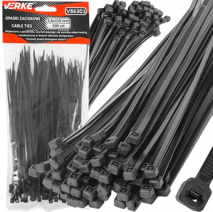 Kabelbinders 2,6x150mm - 100 stuks - Zwart