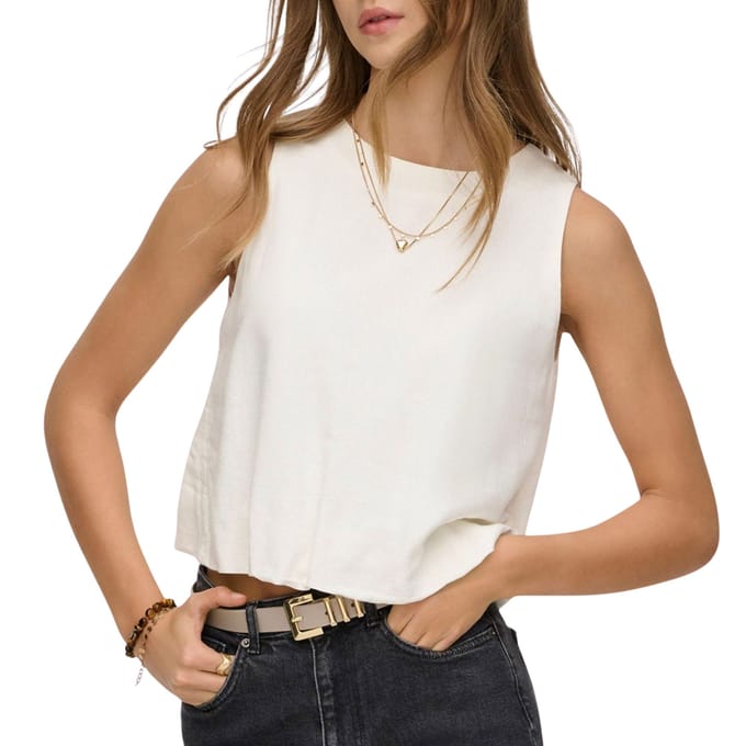 ONLY - ONLGOA S/L BALLON LINEN BL TOP CC PNT - Dames - Blouses