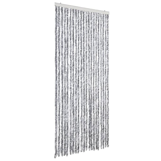 vidaXL - Vliegengordijn - 90x200 - cm - chenille - wit - en - grijs