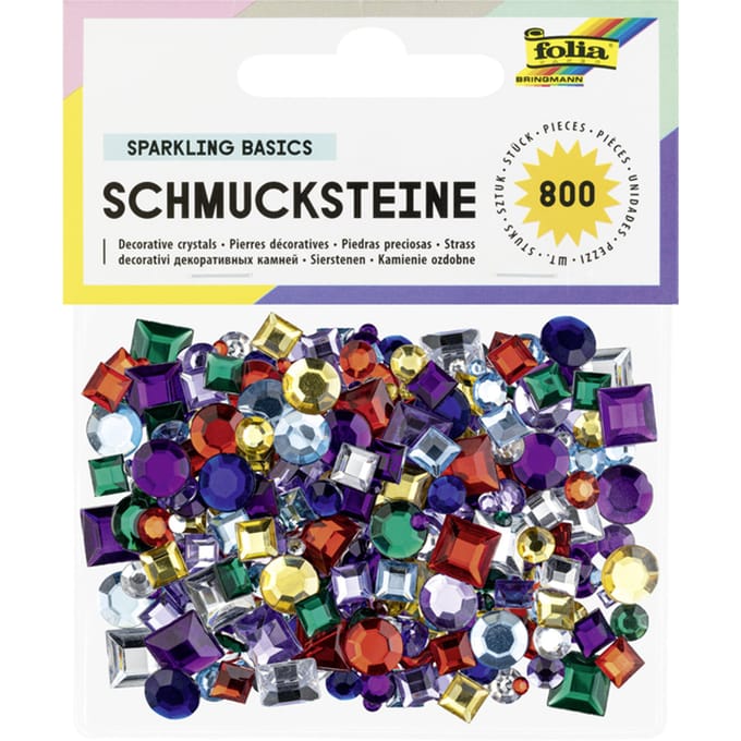 Glitter steentjes Folia 800 stuks diverse kleuren en afmetingen