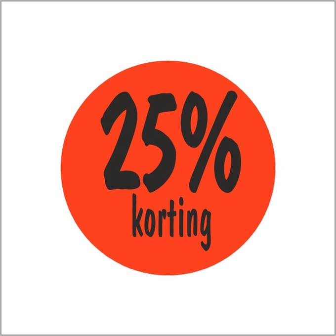 etiketten 25% korting