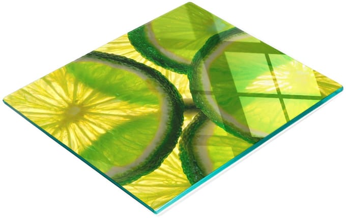 Glazen snijplank met decoratieve limoenprint, 60x52 cm
