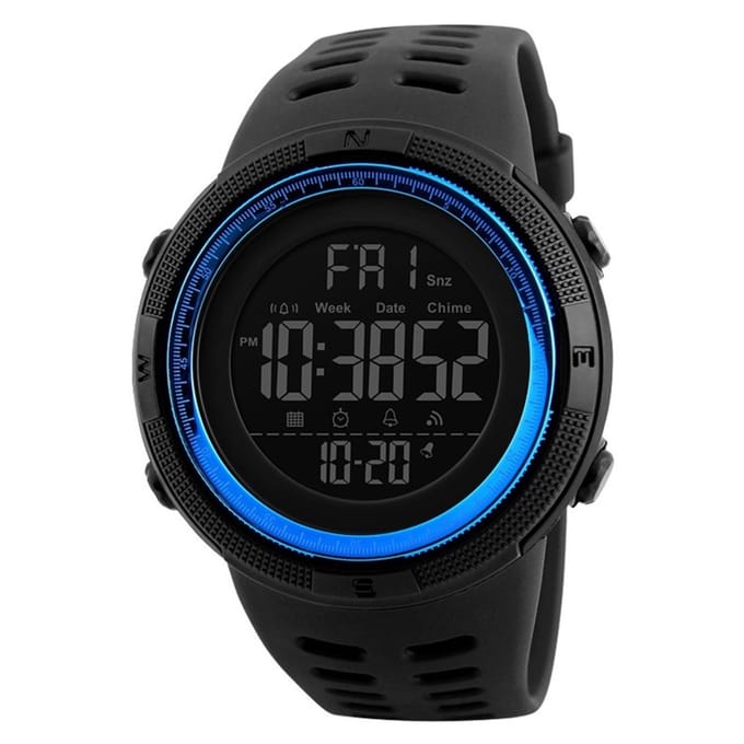 Sporthorloge – Countdown – Stopwatch - Dual Time - Blauw