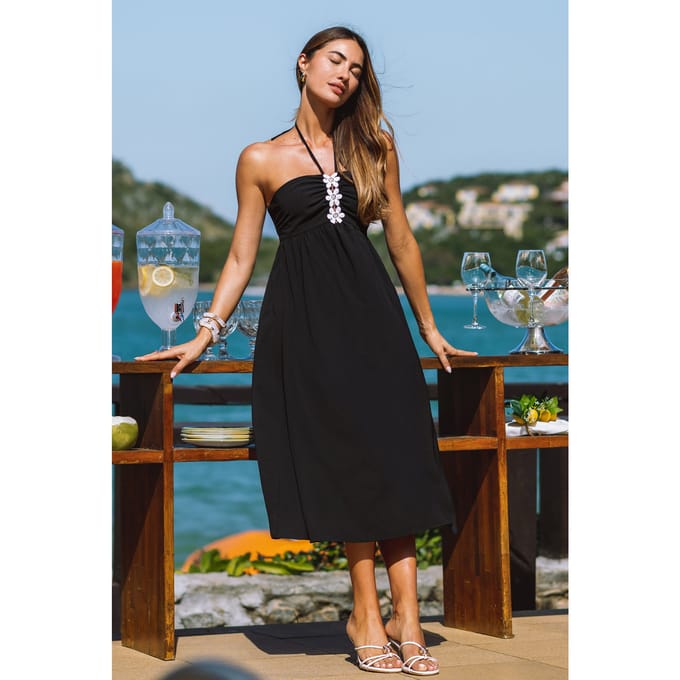 High Hopes Black Midi Dress