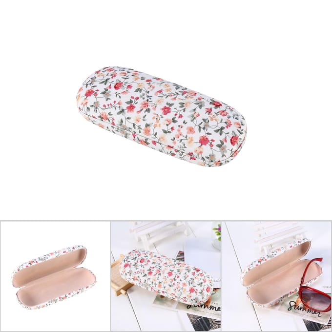 Protable Bloemen Zonnebril Bril Etui Beschermtassen Harde Doos Houder wit