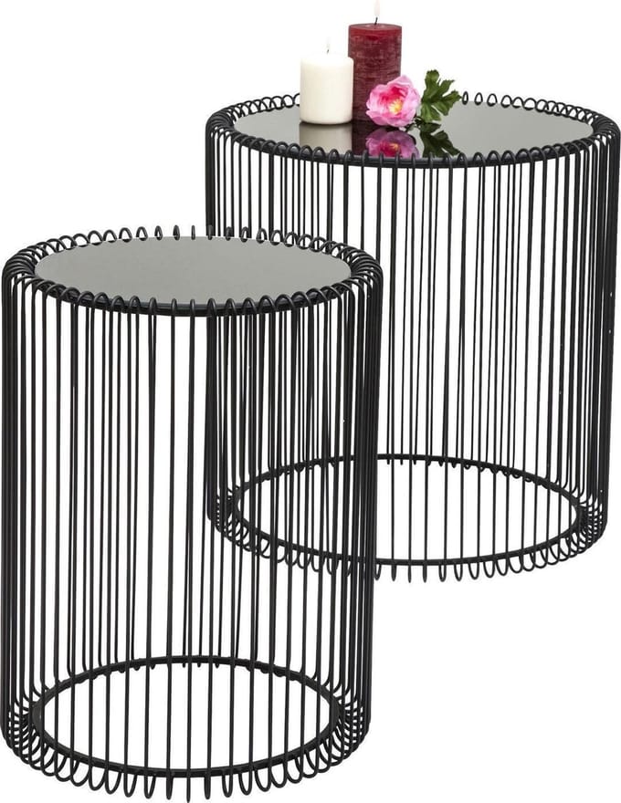 Wire bijzettafel zwart (set van 2) - Kare Design