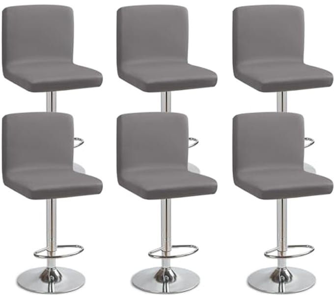 Set van 6 Verwijderbare Barkrukhoezen met Rugleuning - Stretch Eetkamerstoelhoezen