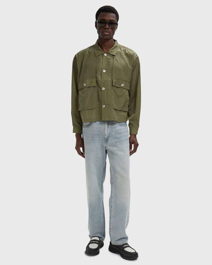Cropped Nylon Button Up Shirt